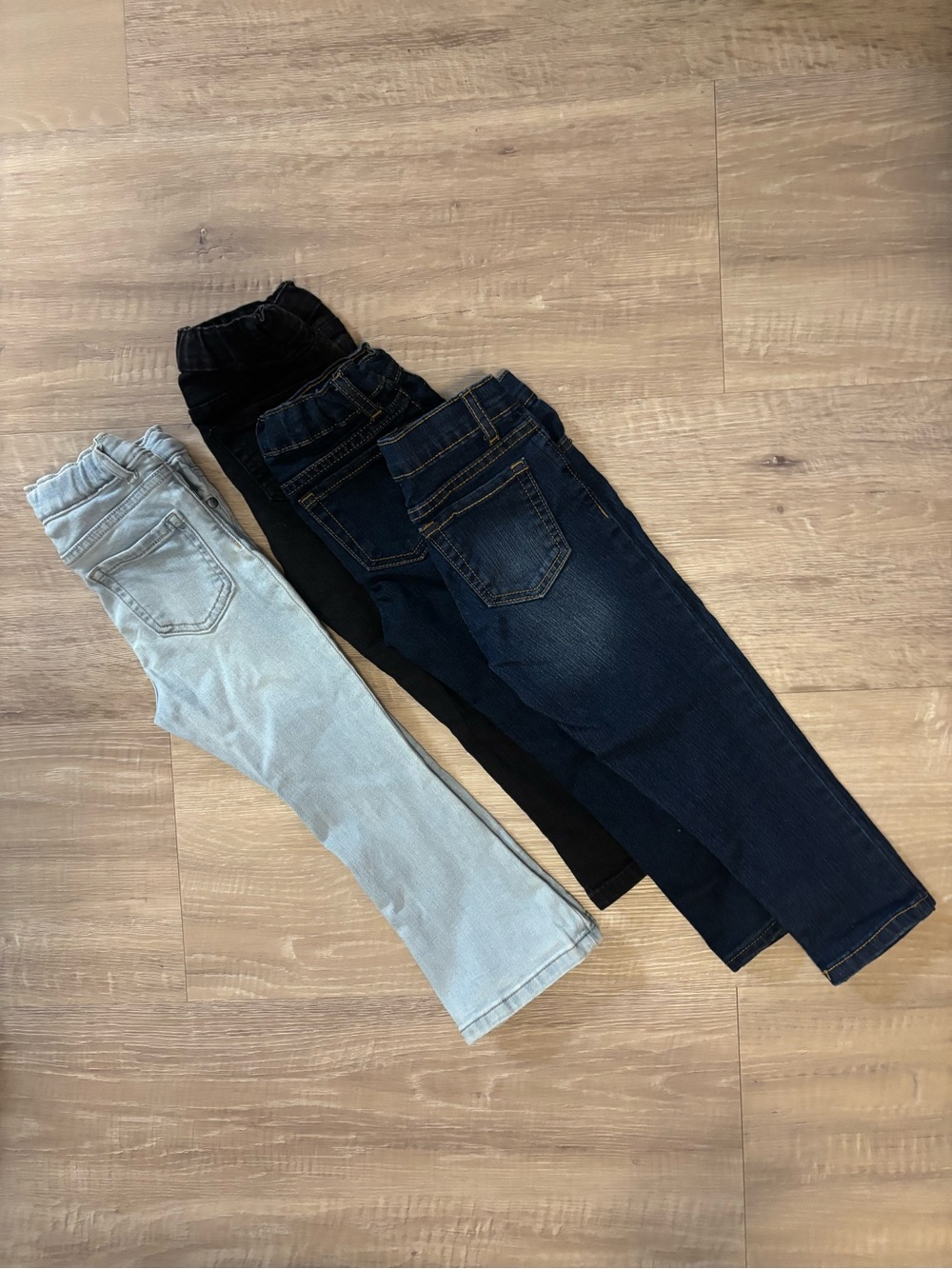 Children’s Place Girls Stretch Jeans Bundle - Dark Blue, Black & Lght Bl - 4/4T